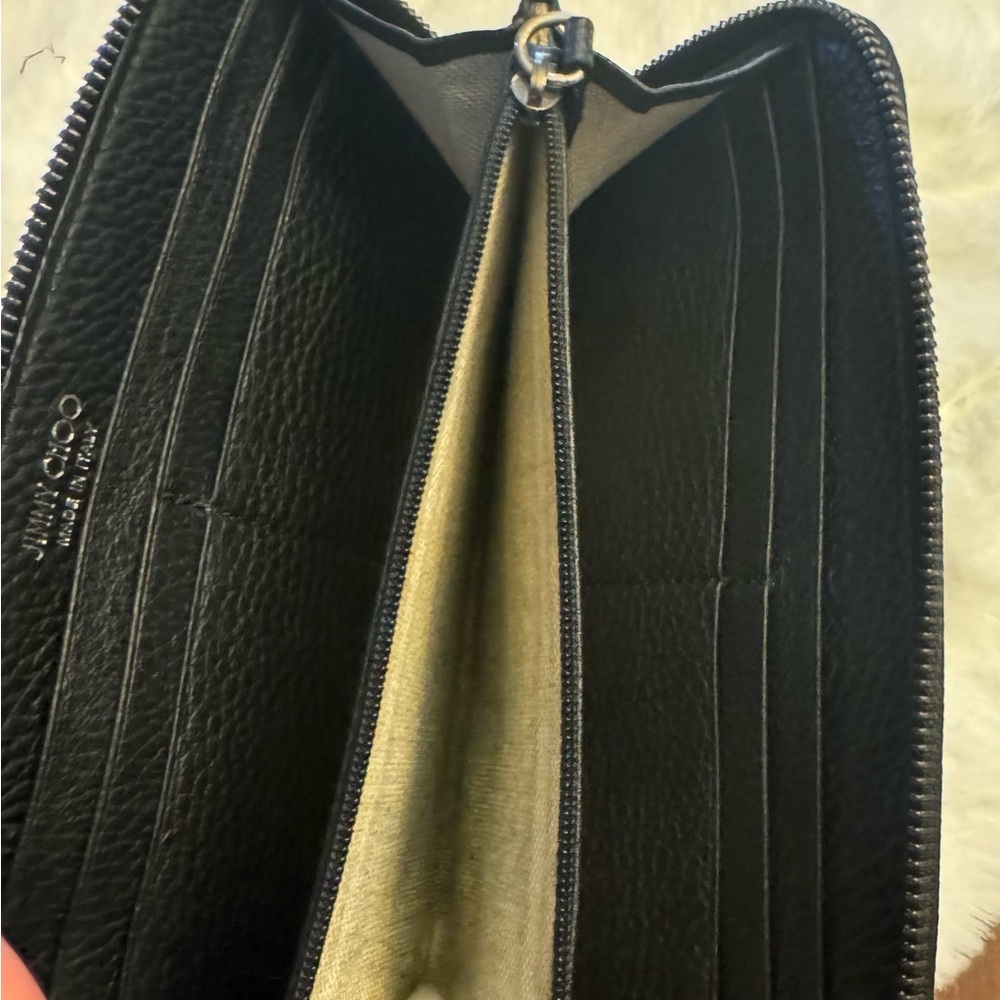 JIMMY CHOO Black Leather Zipper Wallet With Studs. 100% Authentic. - Picture 10 of 15